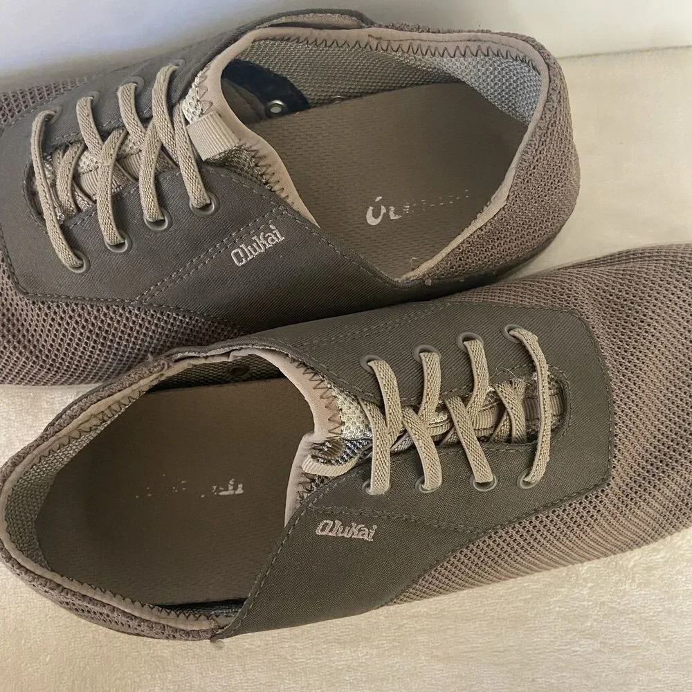 OluKai Nohea Moku No Tie Slip On Boat Shoes Brown Size 10.5